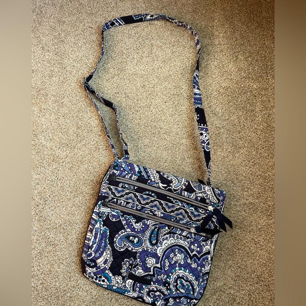 Vera Bradley Iconic Triple Zip Hipster “Deep Night Paisley”